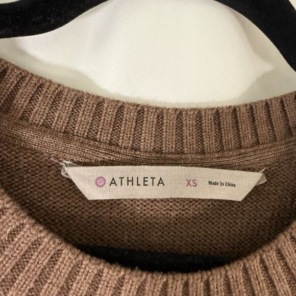 Athleta Wool Blend Sweater Women's XS Brown Knit Crew Neck Long Sleeve - Picture 4 of 10